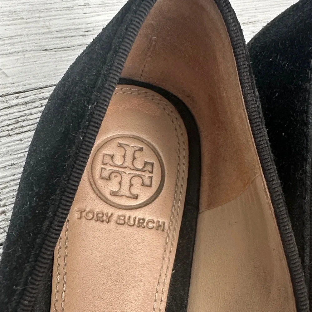 Tory Burch Black Flats with Embellished Bow